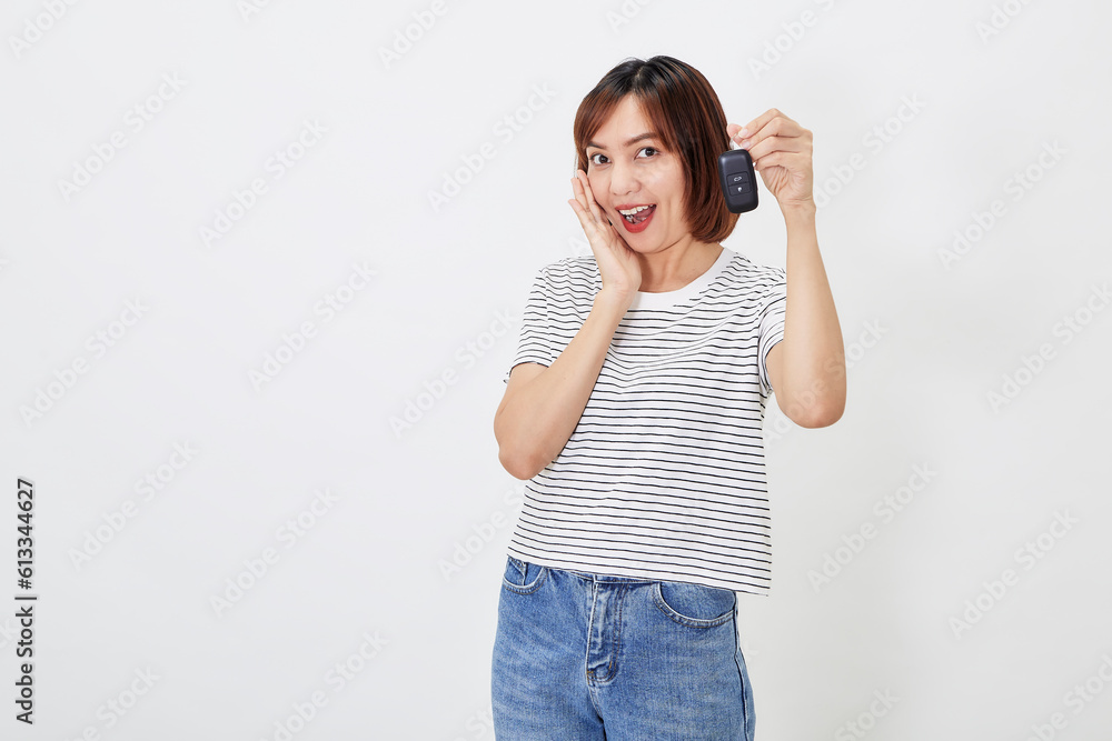 Portrait beautiful young business asian woman with car key Portrait beautiful young business asian woman with car key