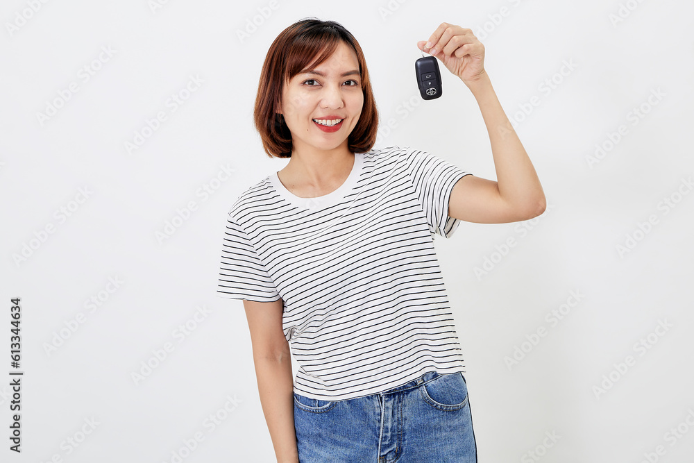 Portrait beautiful young business asian woman with car key Portrait beautiful young business asian woman with car key