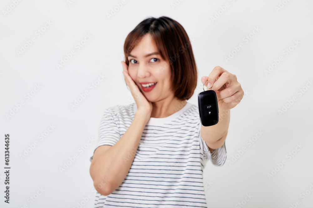 Portrait beautiful young business asian woman with car key Portrait beautiful young business asian woman with car key