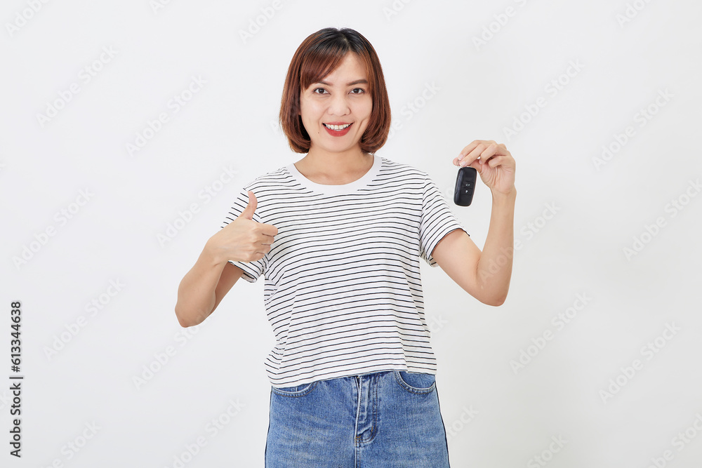 Portrait beautiful young business asian woman with car key Portrait beautiful young business asian woman with car key