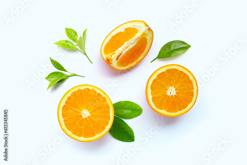 High vitamin C, Juicy and sweet. Fresh orange fruit  on white.