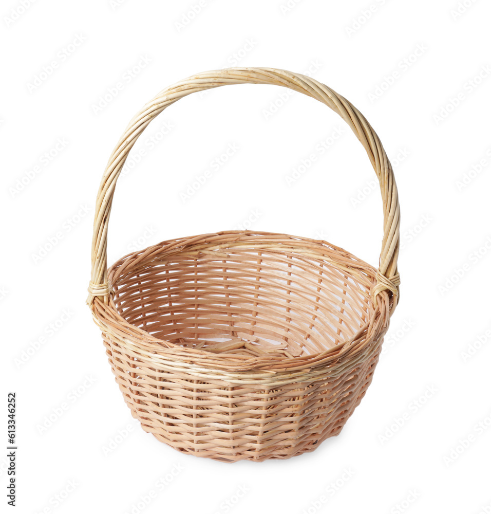 New Easter wicker basket isolated on white New Easter wicker basket isolated on white