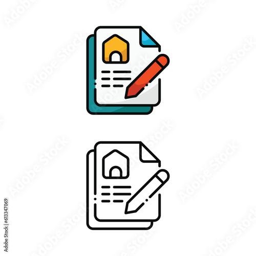 Document real estate business icon design in two variation color