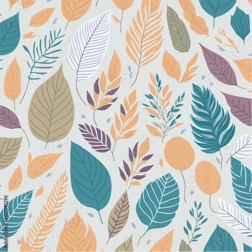 Floral boho leaves vintage seamless pattern. Boho vector background. Hippie flower power retro textile print. Groovy botanical wallpaper . Abstract seamless pattern  ethnic background  simple style 