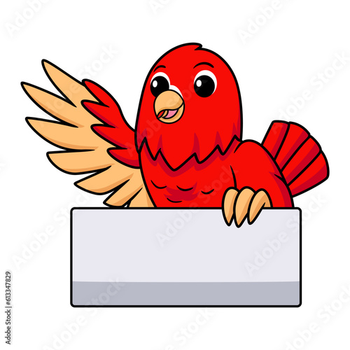 Cute red suffusion lovebird cartoon waving hand