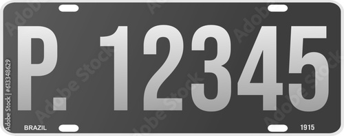 Brazilian License Plate from 1915. Black and White gradient. Bebas Neue typography