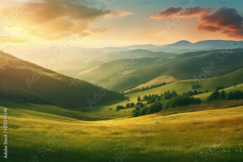 grassy meadows on the hills of ukrainian highlands