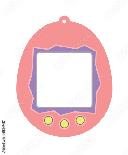 Children's toys in vintage, retro style. Japanese handheld game machine illustration. It is the realization of 'raising a pet' as a toy.