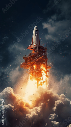 Spaceship, fire, Space, Astronaut © Rubens