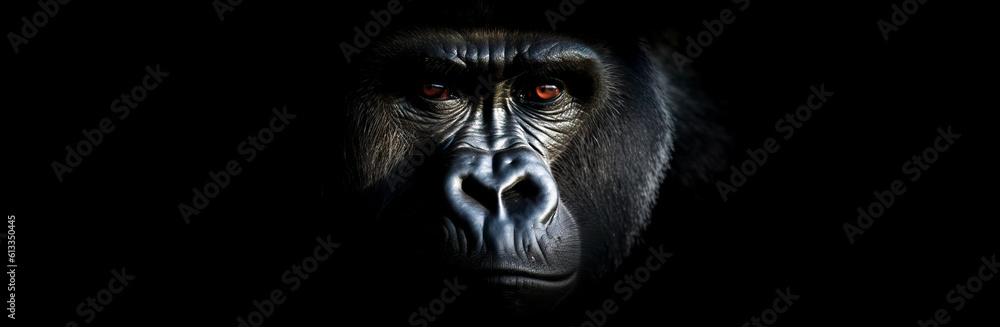 Gorilla Close-Up on Black Background - Perfect for Poster, Wallpaper, Canvas & Art. Gorilla Close-Up on Black Background - Perfect for Poster, Wallpaper, Canvas & Art.