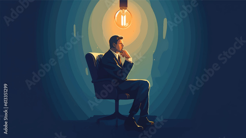 Vector illustration business illustration of a businessman sitting and thinking