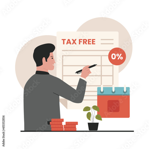 Tax free concept illustration. Illustration for websites, landing pages, mobile apps, posters and banners. Trendy flat vector illustration