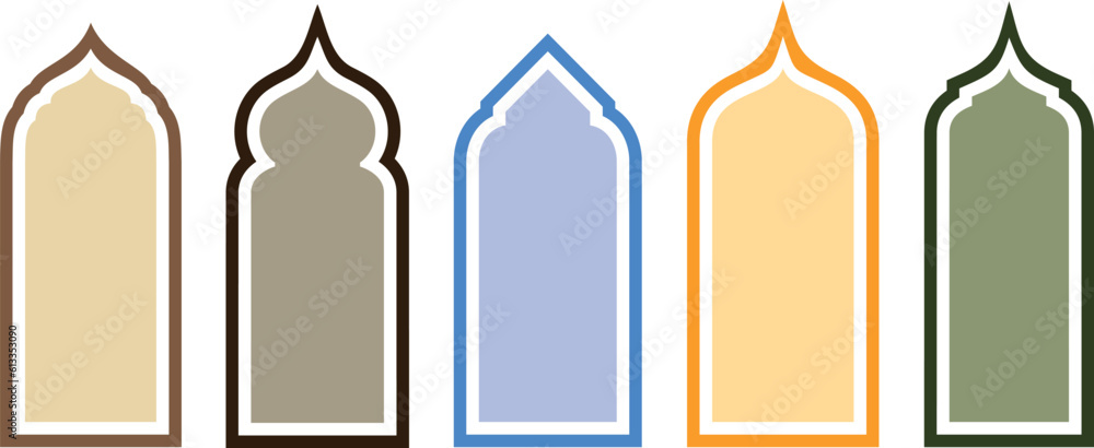 Set of Islamic shape window frame in flat style, vector illustration Set of Islamic shape window frame in flat style, vector illustration