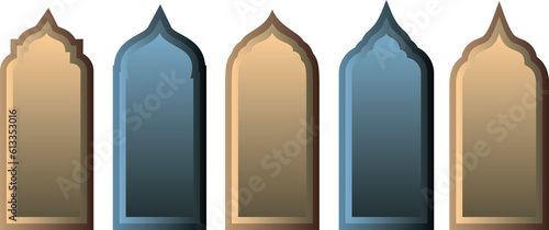 Set of Islamic shape window frame in flat style, vector illustration