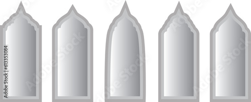 Set of Islamic shape window frame in flat style, vector illustration