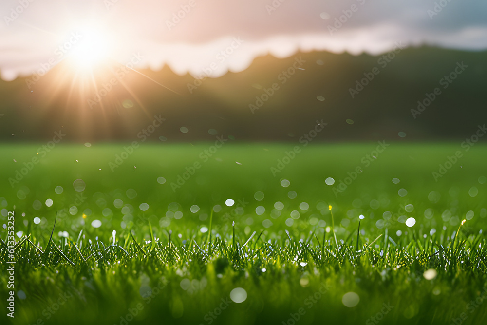 green grass and sunlight  created using AI Generative Technology