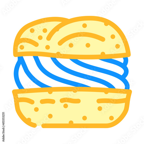 vanilla cream puff food snack color icon vector. vanilla cream puff food snack sign. isolated symbol illustration