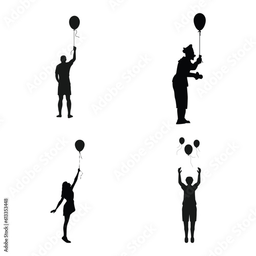 person holding flying balloon vector