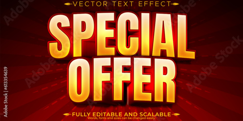 Special offer text effect, editable discount and sale text style