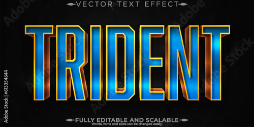 Editable text effect trident, 3d water and ocean font style photo