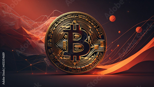 Bitcoin The Future of Money cryptocurrency  dark background generative ai photo