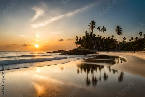  Sunkissed Beach with Swaying Palm Trees
