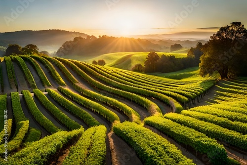 sunset over fields