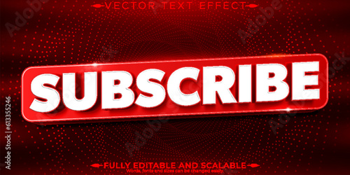 Subscribe button text effect editable red social media font style