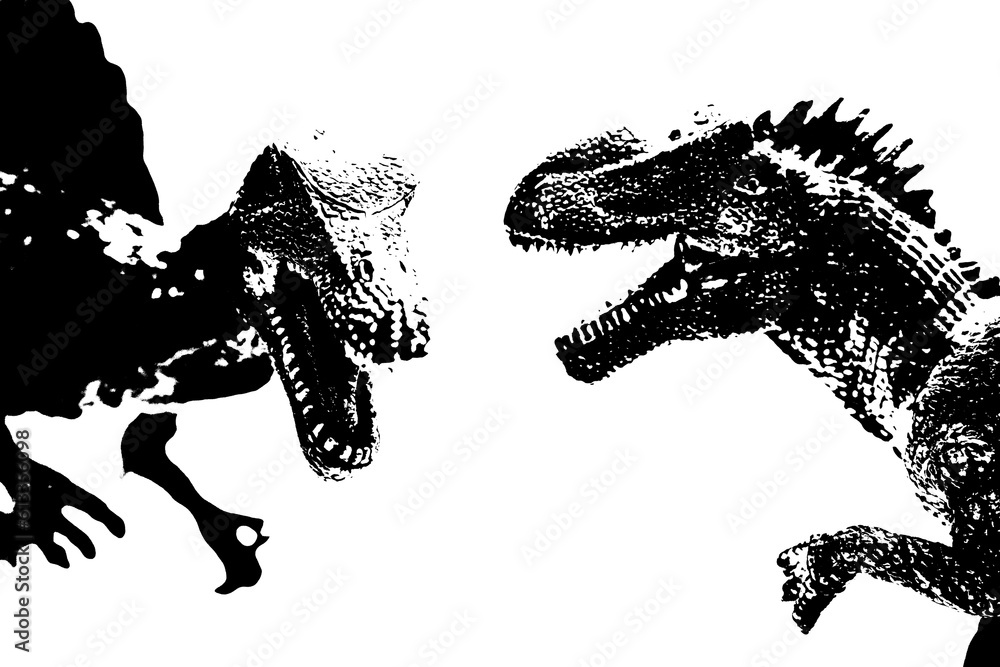 dinosaur silhouette isolated on white background, model of spinosaurus ...