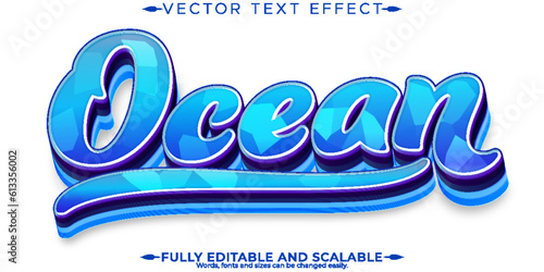 Ocean summer text effect, editable sea and aqua text style