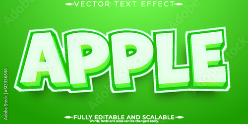 Apple fruit text effect, editable nature and green text style