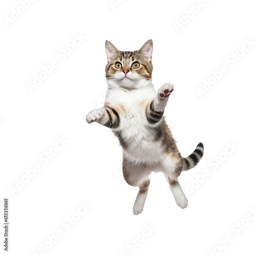 Fotobehang jumping cat  on isolated white background.