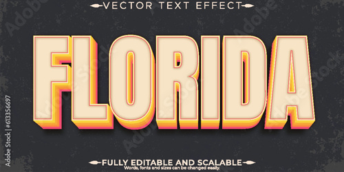Florida text effect, editable summer and vintage text style