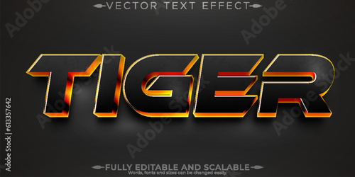 Tiger text effect, editable gamer and fire text style