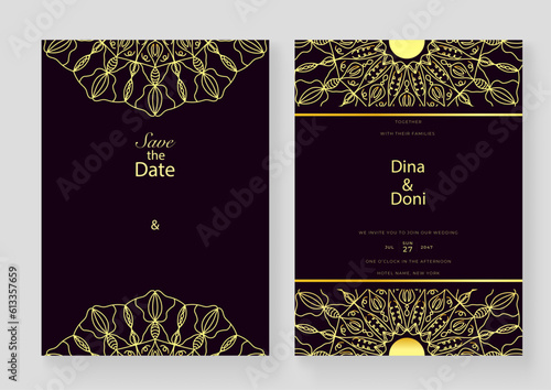 Mandala business card mandala background gold color design