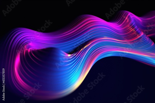 abstract futuristic background with gold PINK blue glowing neon fluid waves techno sound shap Data transfer concept Fantastic wallpaper, Ai Generative