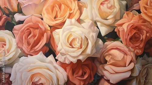 Beautiful roses  pastel colors  craft paper  vintage  intricate details Generative AI