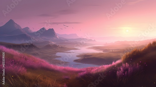 Leinwand Poster A tranquil alien landscape that evokes a sense of serenity and peace generative