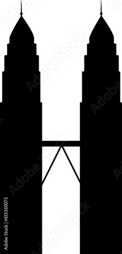 Petronas twin towers silhouette, Kuala Lumpur landmark, KLCC symbol 