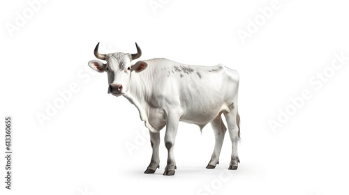 A big cow on white background isolated Generative AI