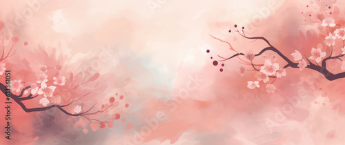 Chinese new year watercolor background vector. Oriental festive art design for place text and product images. Design for sale banner, cover and invitation