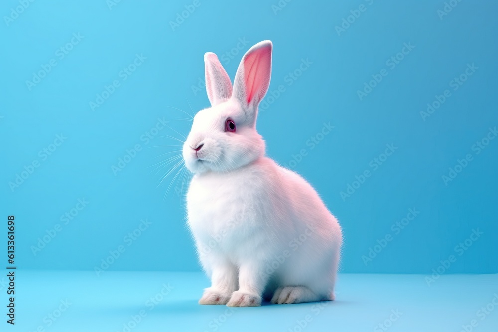 Obraz premium small white bunny sitting against background