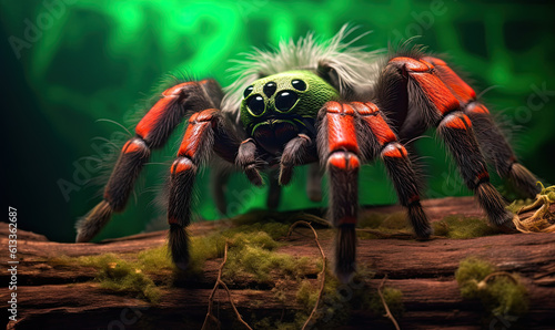Hairy Tarantula Close-Up Illustration Creepy Fuzzy Spider Insect Generative AI