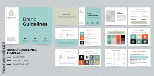 Brand Guidelines template or Brand manual or brand layout template