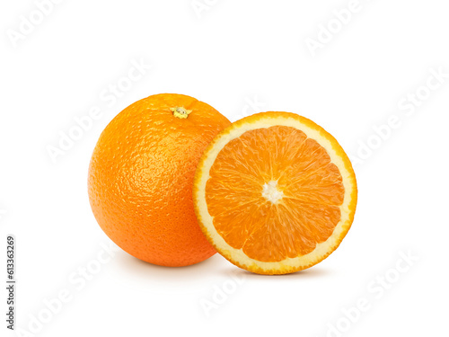 Orange fruit with orange slices, transparent background