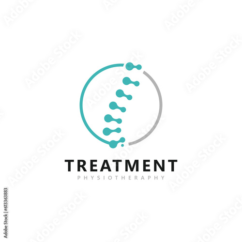 Treatment Physiotherapy Chiropractic logo design inspiration. Spine symbol vector icon design illustration template
