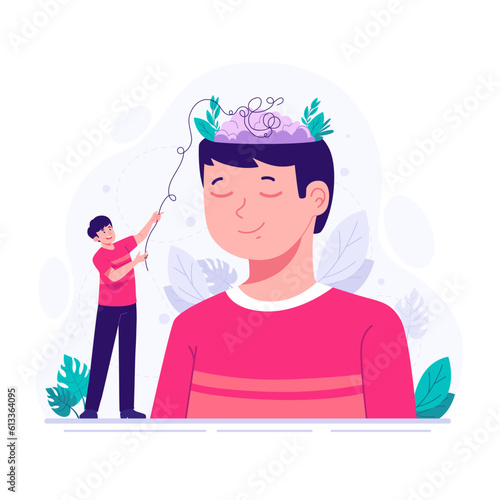 A man with calm mind flat illustration