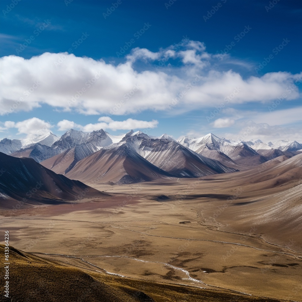 Obraz premium Tibetan Plateau Majestic Mountains and Unique Culture