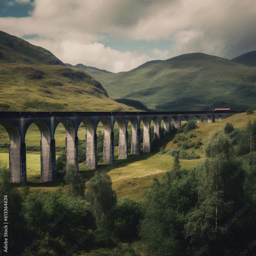 Glenfinnan Viaduct Iconic Railway Bridge and Scottish Highlands Scenery