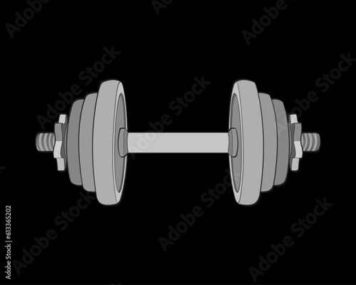 Heavy sport dumbbell for gymnastics, vector Heavy sport dumbbell isolated with black background.